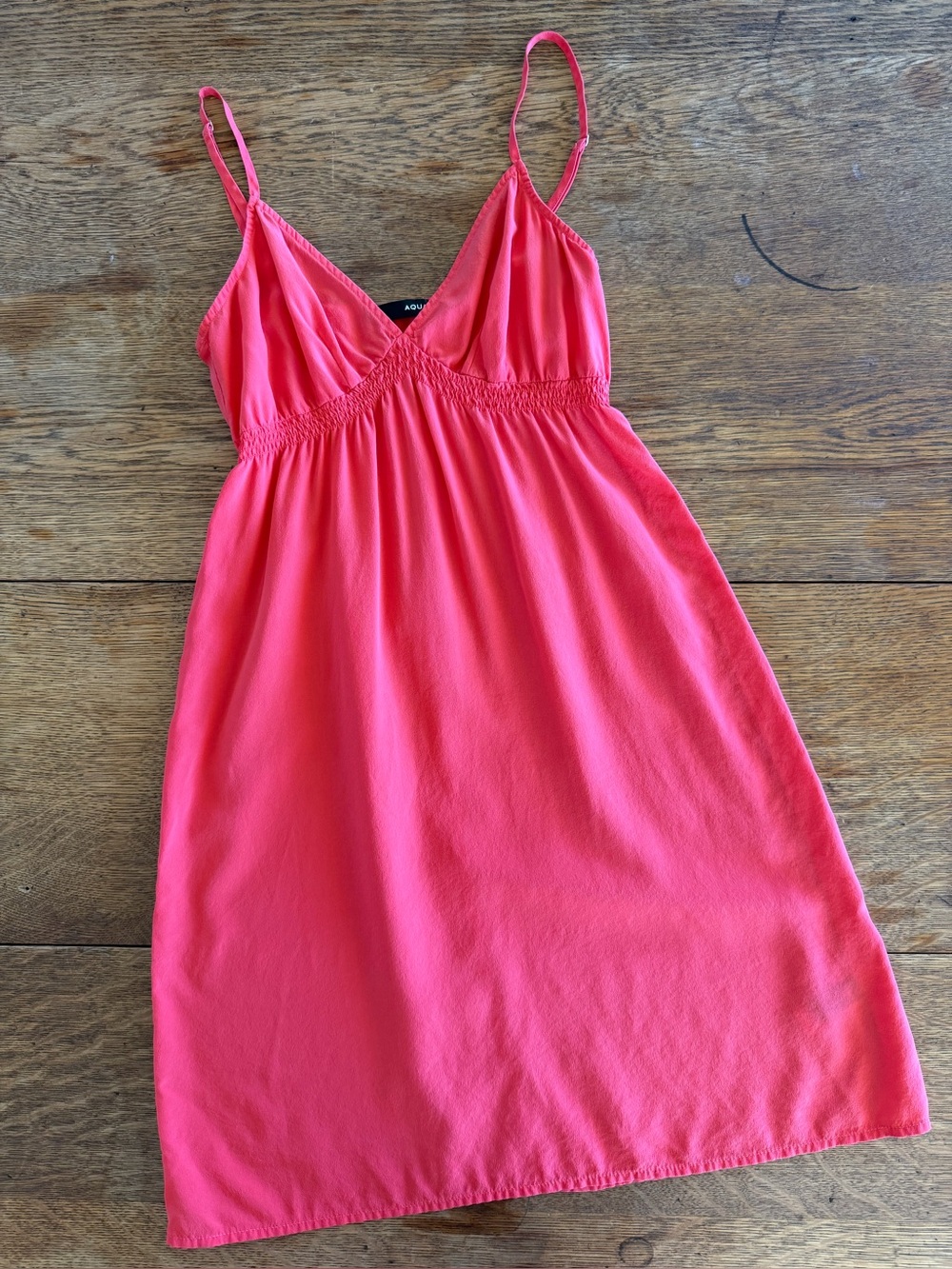 Aqua 100% SILK Coral Pink Spaghetti Strap Chemise